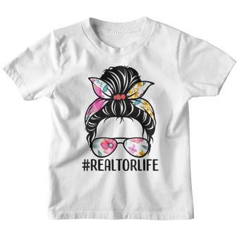 Realtor Life Messy Bun Real Estate Agent Girl Mom Wife V2 Youth T-shirt - Thegiftio UK