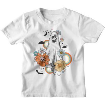 Retro Floral Halloween Cute Ghost Retro Classic Youth T-shirt - Thegiftio UK