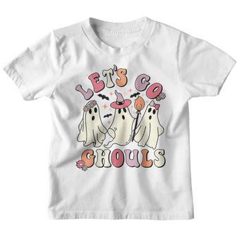 Retro Groovy Lets Go Ghouls Halloween Ghost Outfit Costumes V4 Youth T-shirt - Thegiftio UK
