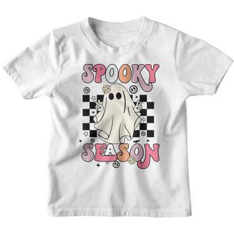 Retro Hippie Halloween Cute Ghost Spooky Season Women Kids V4 Youth T-shirt - Thegiftio UK