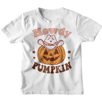 Retro Howdy Pumpkin Fall Autumn Western Halloween Costume V2 Youth T-shirt - Thegiftio UK
