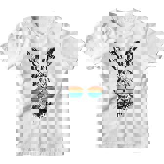 Retro Rabbit Bunny Face With Sunglasses For Boys Easter Day Youth T-shirt | Mazezy