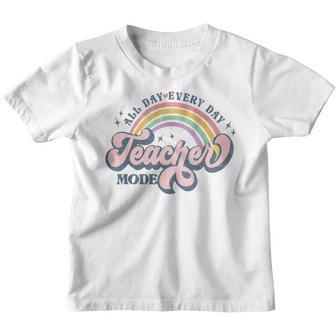 Retro Teacher Mode Groovy Funny Math Teacher Back To School Youth T-shirt - Thegiftio UK