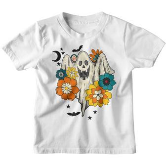 Retro Vintage Groovy Pumpkin Halloween Colors Flower Ghost V6 Youth T-shirt - Thegiftio UK