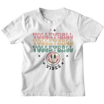 Retro Volleyball Vibes Happy Face Volleyball Season Game Day Youth T-shirt - Seseable