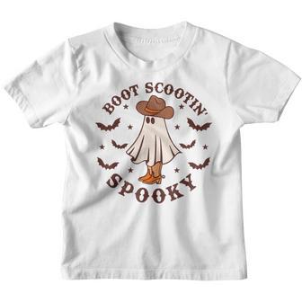 Retro Western Halloween Cute Ghost Funny Boot Scootin Spooky Youth T-shirt - Thegiftio UK