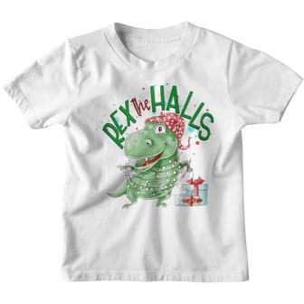 Rex The Halls Christmas Dinosaur Cute Boys Girls Xmas Youth T-shirt - Thegiftio UK
