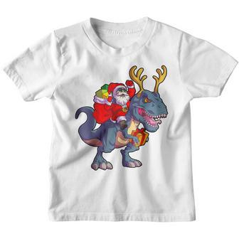 Santa Riding Dinosaur T Rex Christmas Boys Men Xmas Squad V15 Youth T-shirt - Thegiftio UK