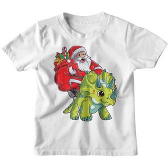 Santa Riding Triceratops Dinosaur Christmas Boys Xmas Squad V5 Youth T-shirt - Thegiftio UK