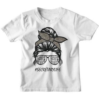 School Secretary Life Messy Bun Leopard Hair Sunglasses Youth T-shirt - Thegiftio UK