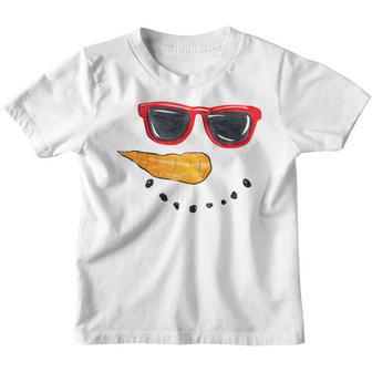 Snowman Face Carrot Nose Christmas Funny Sunglasses Cool Kid Youth T-shirt - Thegiftio UK