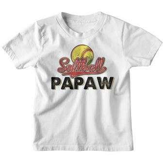Softball Papaw Retro Vintage Fathers Day Game Day Youth T-shirt - Thegiftio UK