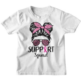 Support Squad Messy Bun Breast Cancer Awareness Girls Kids Youth T-shirt - Thegiftio UK