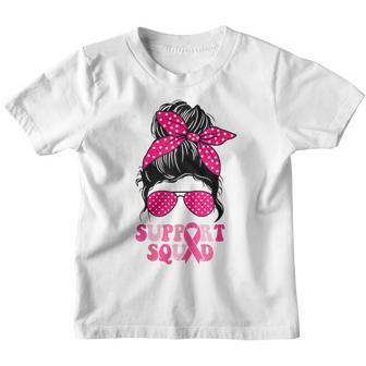 Support Squad Messy Bun Pink Warrior Breast Cancer Awareness V29 Youth T-shirt - Thegiftio UK