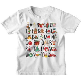 Teacher ChristmasChristmas AlphabetChristmas Classroom Youth T-shirt - Thegiftio UK