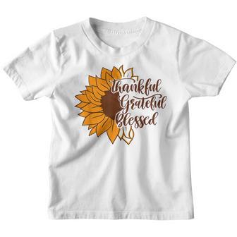 Thankful Grateful Blessed Thanksgiving Sunflower Youth T-shirt - Thegiftio UK