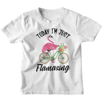 Today I Am Just Flamazing Flamingo Cycling Funny Youth T-shirt - Thegiftio UK
