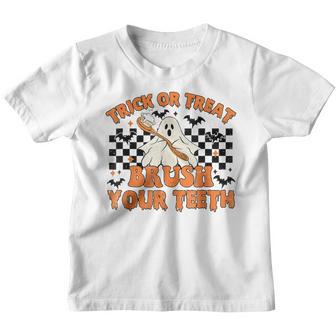 Trick Or Treat Brush Your Th Halloween Costume Spooky Youth T-shirt - Thegiftio UK