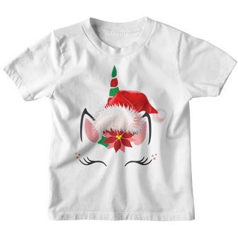Unicorn Face Santa Hat Christmas Funny Gifts Kids Girl Women V3 Youth T-shirt - Thegiftio UK