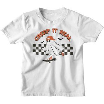 Vintage Retro Halloween Creep It Real Ghost Boy Fall Season V7 Youth T-shirt - Thegiftio UK