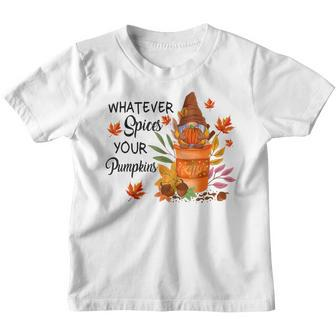 Whatever Spices Your Pumpkin Funny Coffee Fall Gnomes Autumn Youth T-shirt - Thegiftio UK