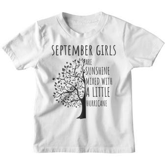 Womens September Girls Are Sunshine Mixed With A Little Hurricane  Youth T-shirt