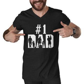 1 Dad Number One Gift For Fathers Day Men V-Neck Tshirt - Thegiftio UK