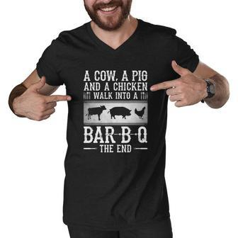 A Cow A Pig And A Chicken Men V-Neck Tshirt - Thegiftio UK