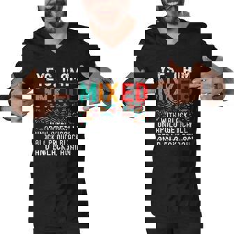 African American Melanin Yes Im Mixed With Black Pride Men V-Neck Tshirt - Thegiftio UK