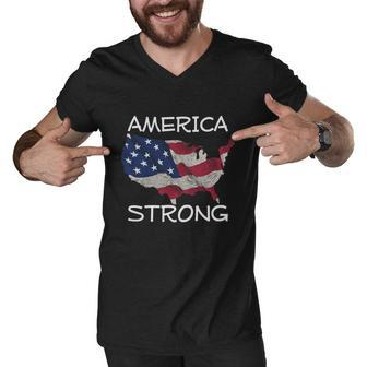 America Strong Patriotic America Flag T-Shirt Men V-Neck Tshirt - Thegiftio UK