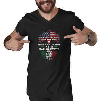American Grown With Italian Roots T Shirts Men V-Neck Tshirt - Thegiftio UK