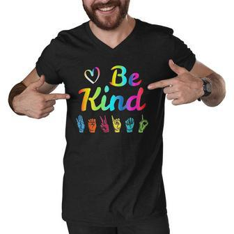 Be Kind Love Asl Sign Language Nonverbal Teacher Student Men V-Neck Tshirt - Thegiftio UK