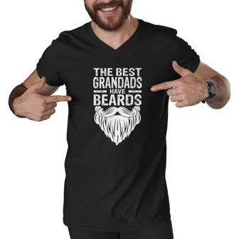 Best Grandads Beards Tattoos Husband Mens Men V-Neck Tshirt - Thegiftio UK