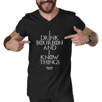 Bourbon Bound I Drink Bourbon And Know Things On A Black V2 Men V-Neck Tshirt - Thegiftio UK