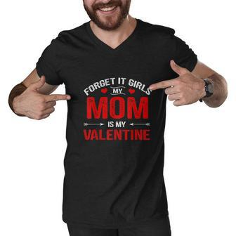 Boys Valentines Day Mom Is My Valentine Men Kids Funny Men V-Neck Tshirt - Thegiftio UK