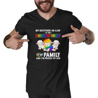 Brother In Law Rainbow Sheep Family Gay Pride Men V-Neck Tshirt - Thegiftio UK