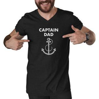 Captain Dad Fathers Day Summer Boat Gift Men V-Neck Tshirt - Thegiftio UK