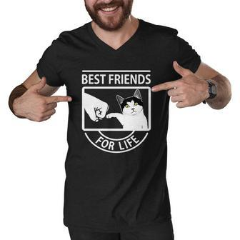 Cat Best Friends For Life Men V-Neck Tshirt - Thegiftio UK