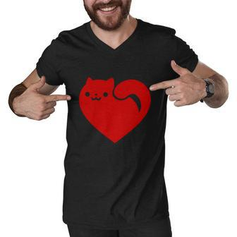 Cat Heart V2 Men V-Neck Tshirt - Thegiftio UK
