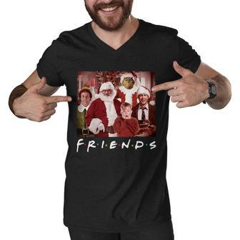 Christmas Characters Friends Men V-Neck Tshirt - Thegiftio UK