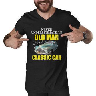 Classic Car T-Shirt Old Man Classics Vintage Tee Men V-Neck Tshirt - Thegiftio UK