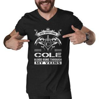 Cole Last Name Surname Tshirt Men V-Neck Tshirt - Thegiftio UK