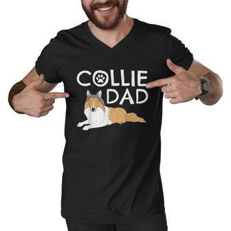 Collie Dad Dog Puppy Pet Animal Lover Men V-Neck Tshirt - Thegiftio UK