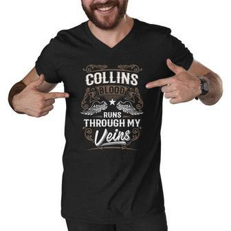 Collins Blood Runs Through My Veins Legend Name Gifts T Shirt Men V-Neck Tshirt - Thegiftio UK