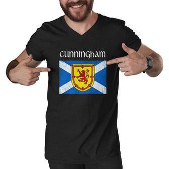 Cunningham Scottish Clan Name Gift Scotland Flag Festival Men V-Neck Tshirt - Thegiftio
