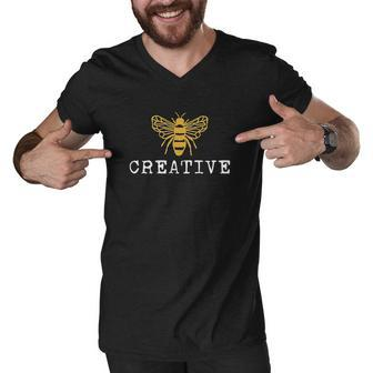 Cute Bee Creative Art Teacher Men V-Neck Tshirt - Thegiftio UK