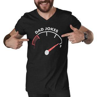 Dad Jokes Tank Is Full | Funny Father Husband Family Men V-Neck Tshirt - Thegiftio UK
