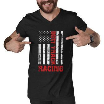 Dirt Track Racing American Flag Race Car Racecar V2 Men V-Neck Tshirt - Thegiftio UK