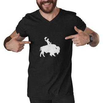 Distressed Guy On A Buffalo Men V-Neck Tshirt - Thegiftio UK