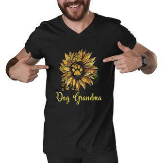 Dog Grandma Sunflower Funny Cute Family Gifts Men V-Neck Tshirt - Thegiftio UK